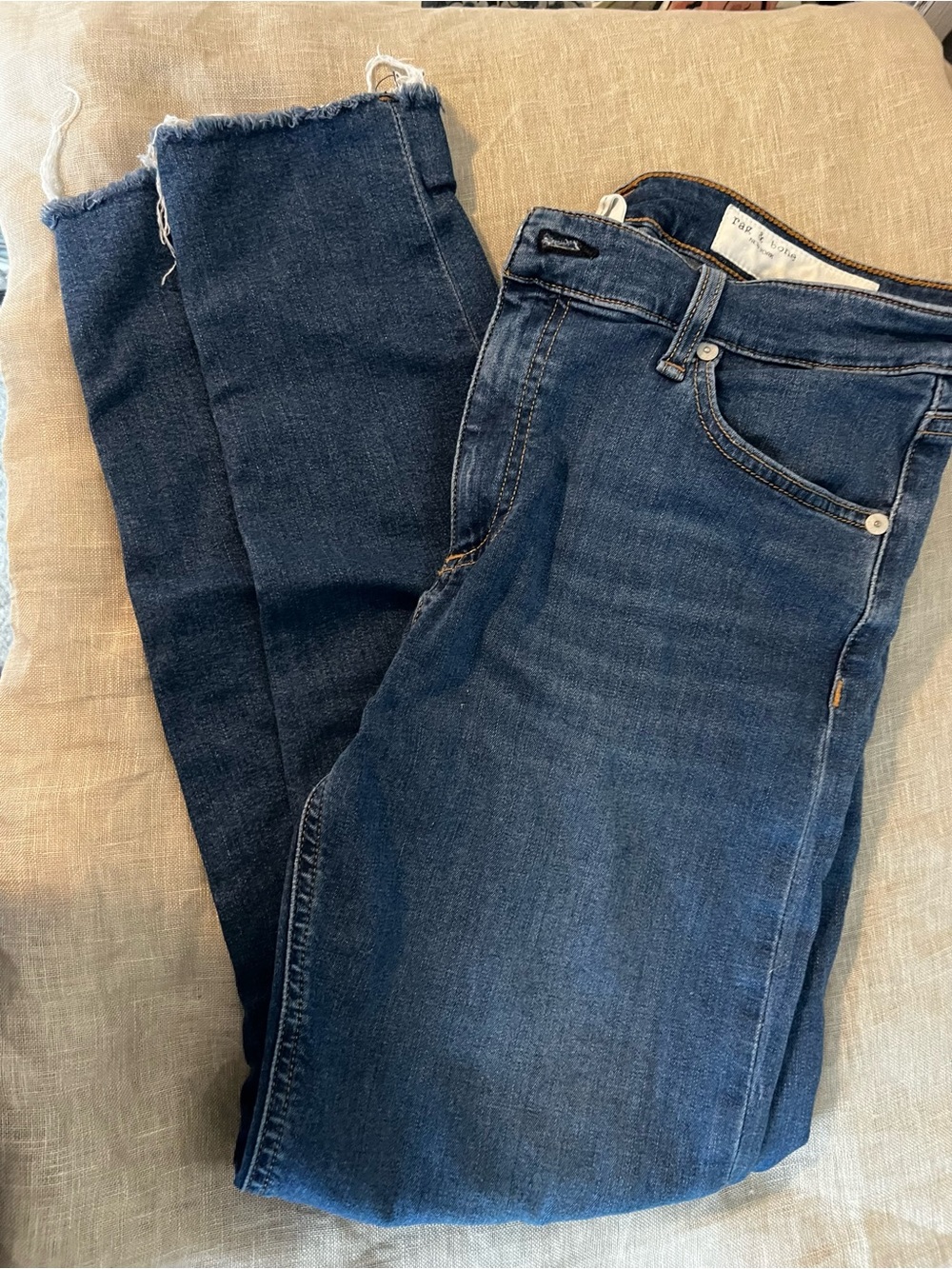 Rag & BoneWomens Dark Blue Raw Hem Jeans